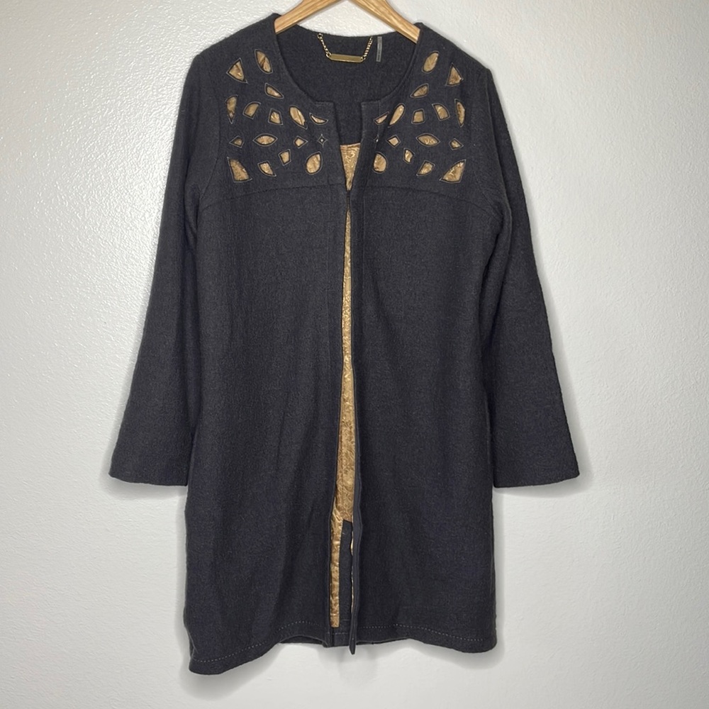 Soft Surroundings Long Wool Coat sz Small Dark Grey